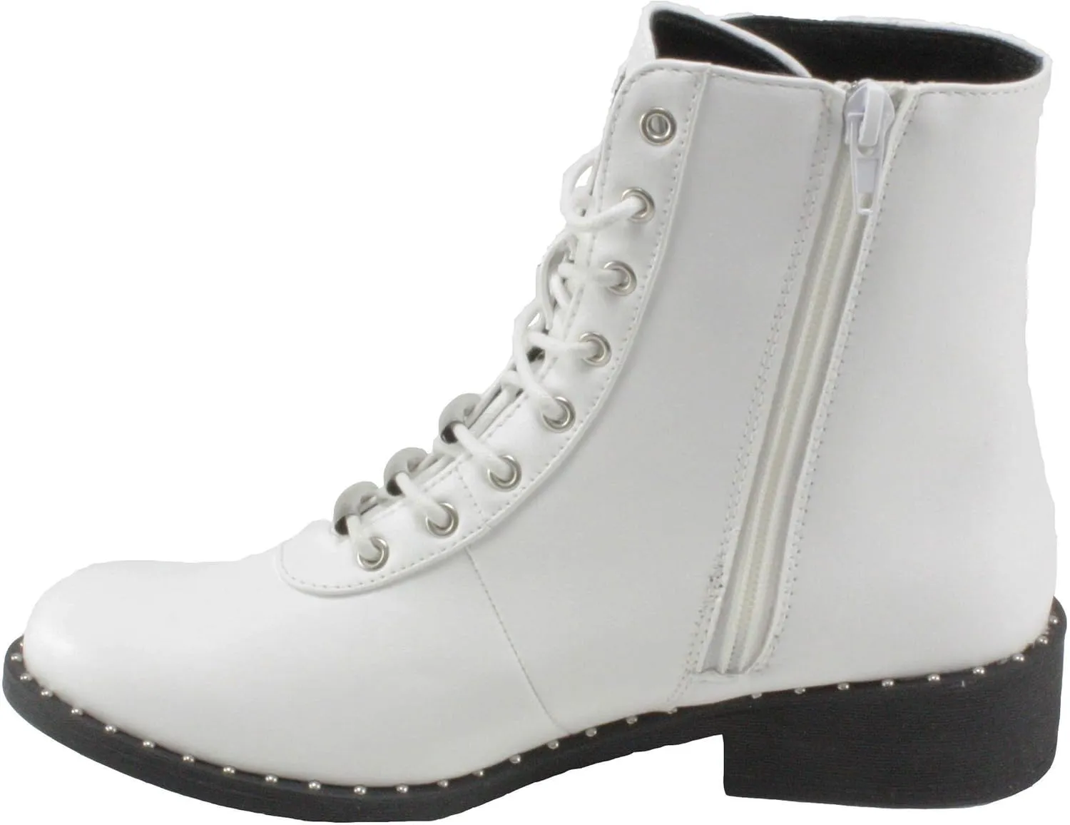 Qupid Women's Plateau-237 Leatherette Round Toe Lace-up Chunky Block Low Heel Ankle Boots