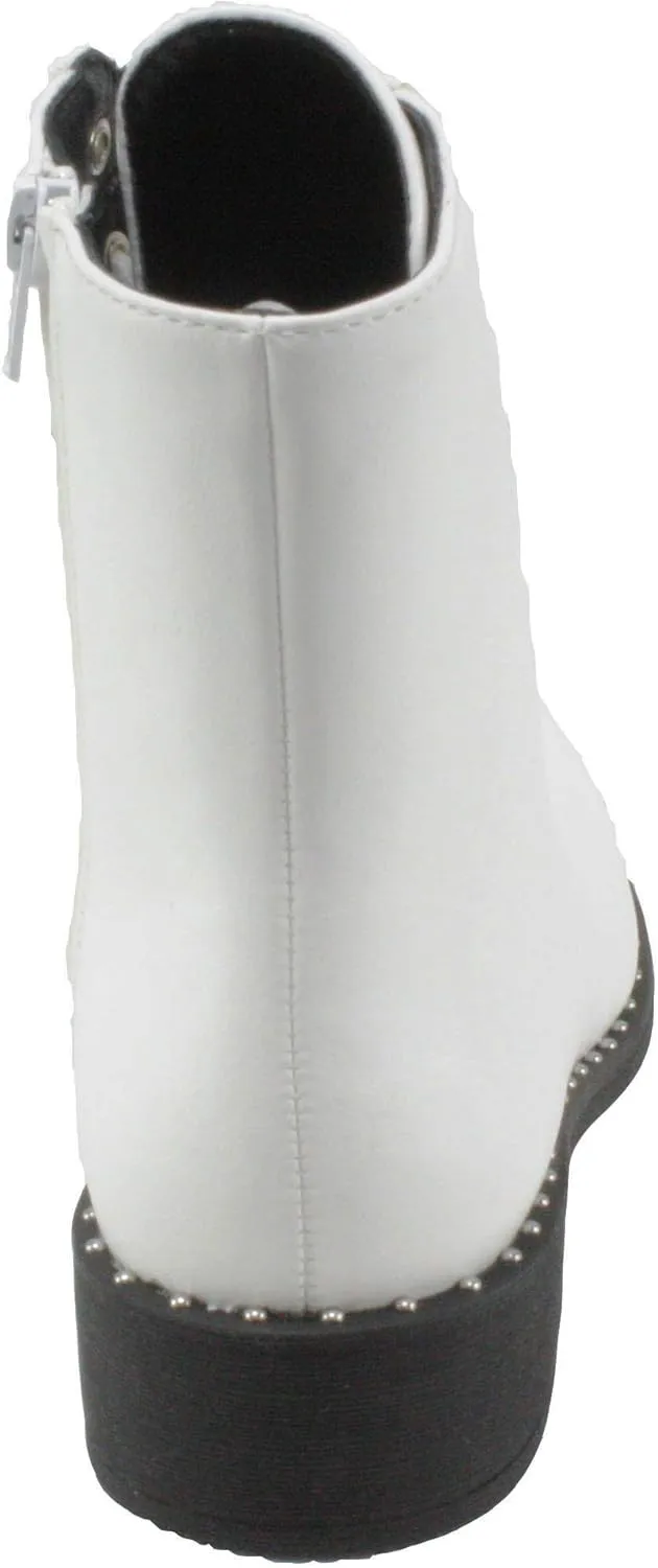 Qupid Women's Plateau-237 Leatherette Round Toe Lace-up Chunky Block Low Heel Ankle Boots
