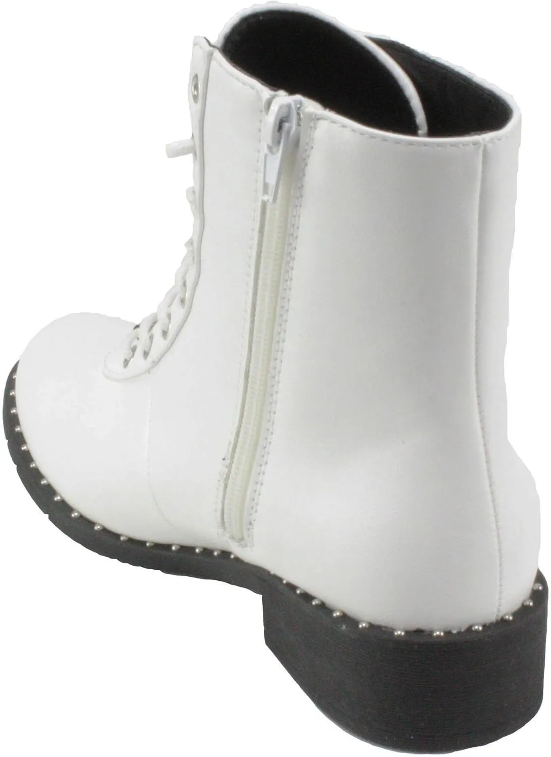 Qupid Women's Plateau-237 Leatherette Round Toe Lace-up Chunky Block Low Heel Ankle Boots