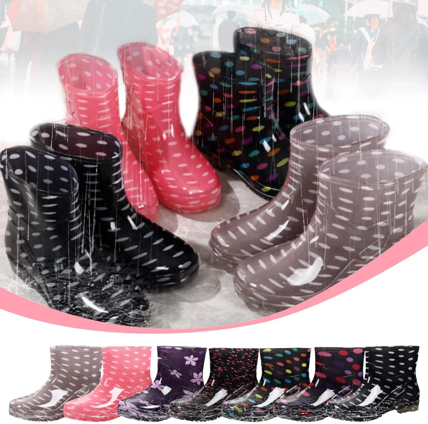 Rain Boots Women Women's Ankle Rain Boots Waterproof Garden Shoes Outdoor Rain Shoes for Hunting Gardening Farming