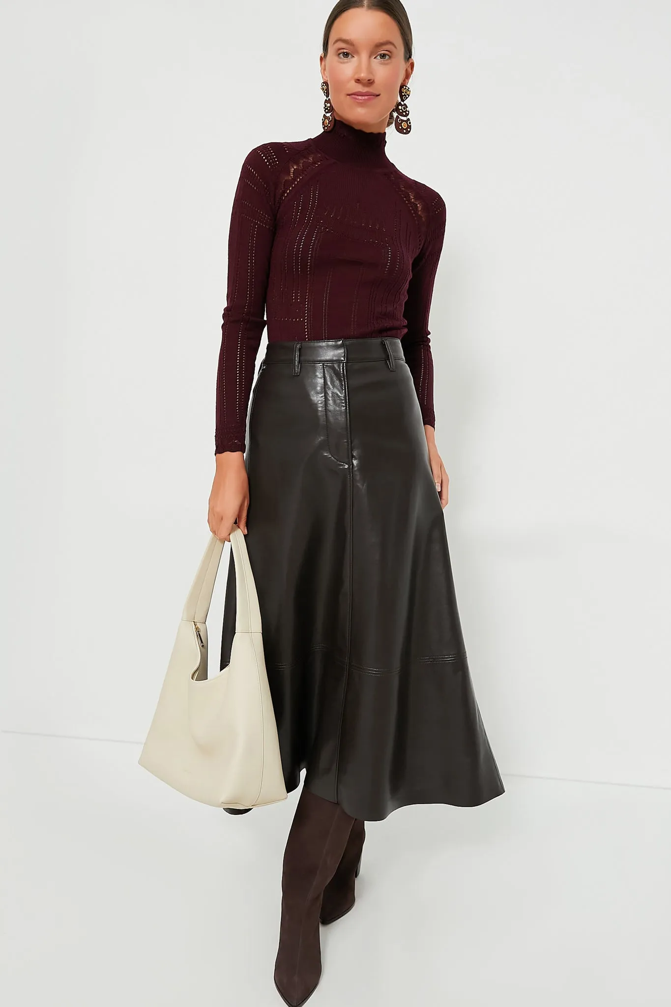Remote-controlled Cassia Chocolate Skirt Leather Service-focused