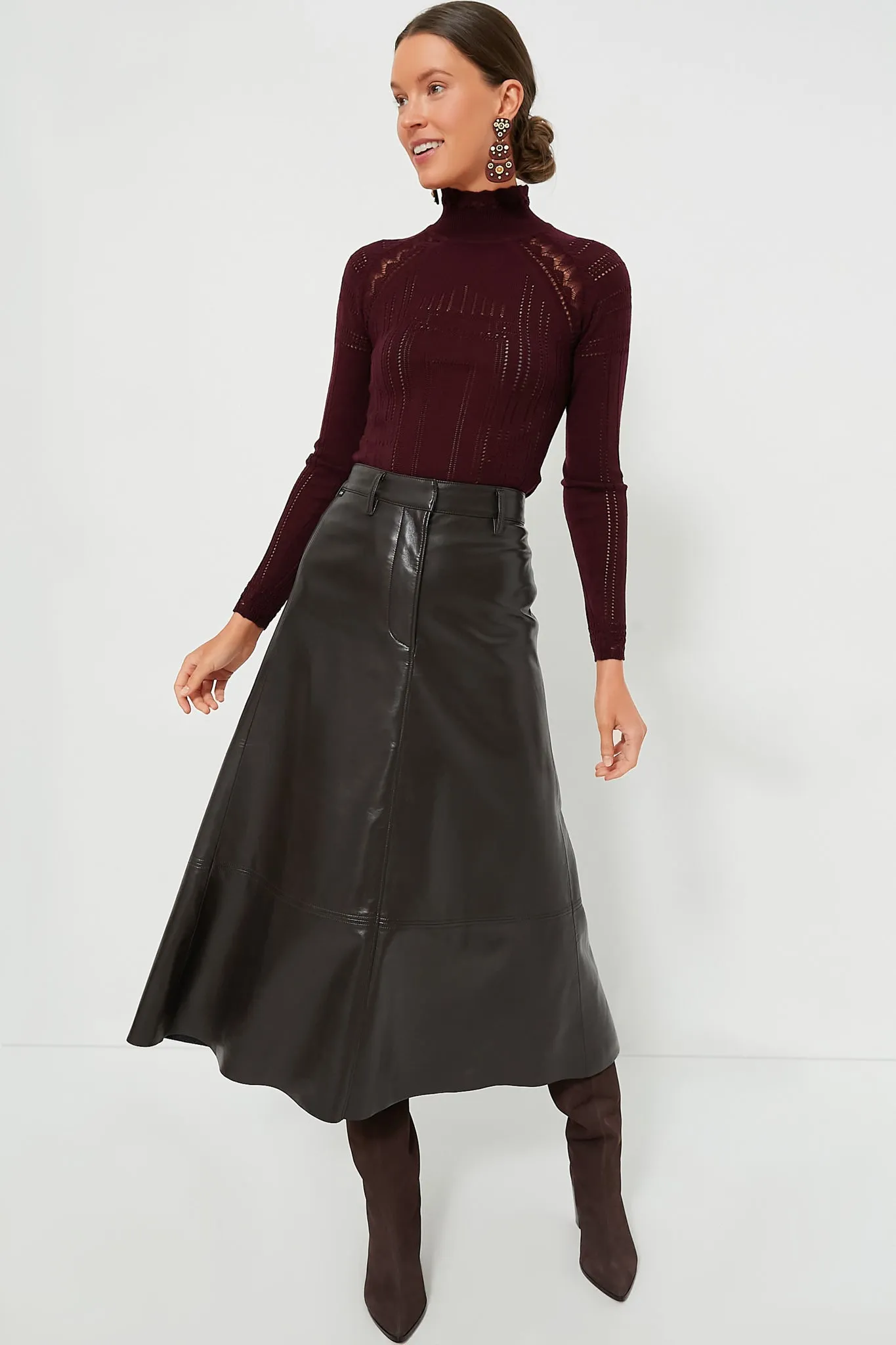 Remote-controlled Cassia Chocolate Skirt Leather Service-focused