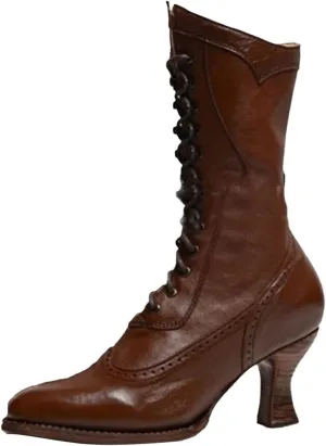 Renaissance Shoes Women Women Vintage Victorian Boots Mid Calf Lace up Gothic Kitten Heel Costume Boots Short Boots