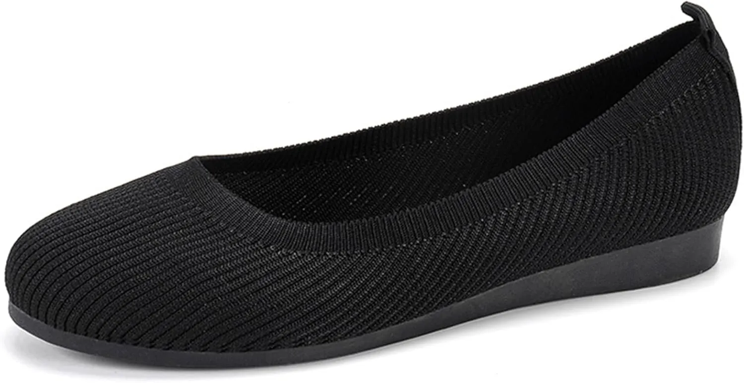 RiceelSor Women's Mesh Breathable Slip On Flats Shoes Ballet Round Toe Comfort Soft Casual Office Work Low Wedge Walking Dress Shoes