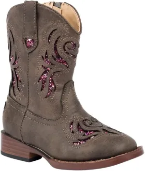 ROPER Toddler Girls Glitter Breeze Inlay Square Toe Casual Boots Mid Calf - Brown