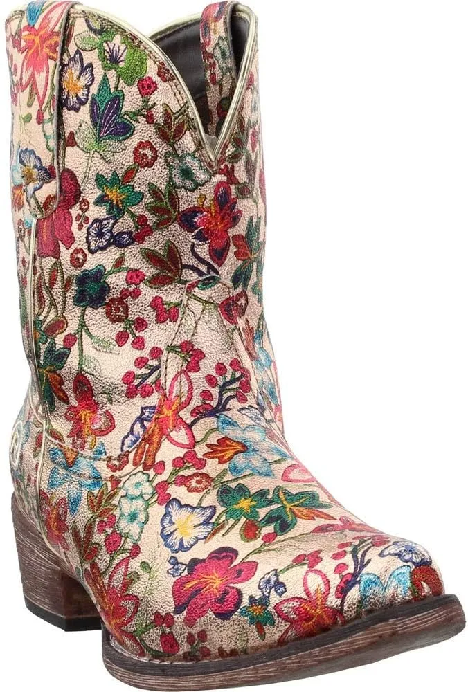 ROPER Womens Ingrid Floral Metallic Snip Toe Casual Boots Ankle Low Heel 1-2" - Multi