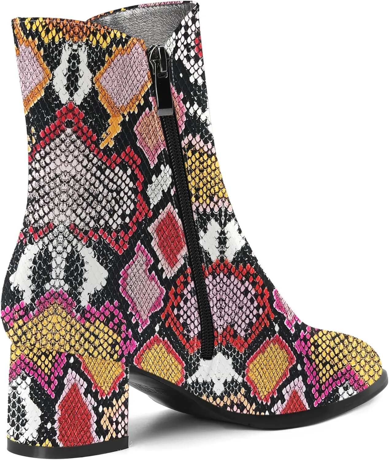 ROSERWISH Womens Round Toe Fashion Fall and Winter Side Zip Casual Patent Chunky Low Heel Ankle High Boots 2 Inch