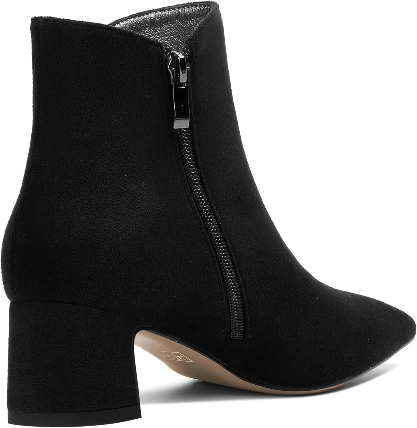 ROSERWISH Womens Zip Suede Outdoor Pointed Toe Fashion Casual Chunky Low Heel Ankle High Boots 2 Inch
