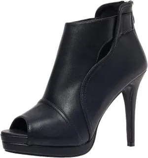 SACFOF Women's Stiletto High Heels Boots Round Toe Cutout Peep Toe Platform Sandals Dress Sexy Ankle Boot with Back Zipper