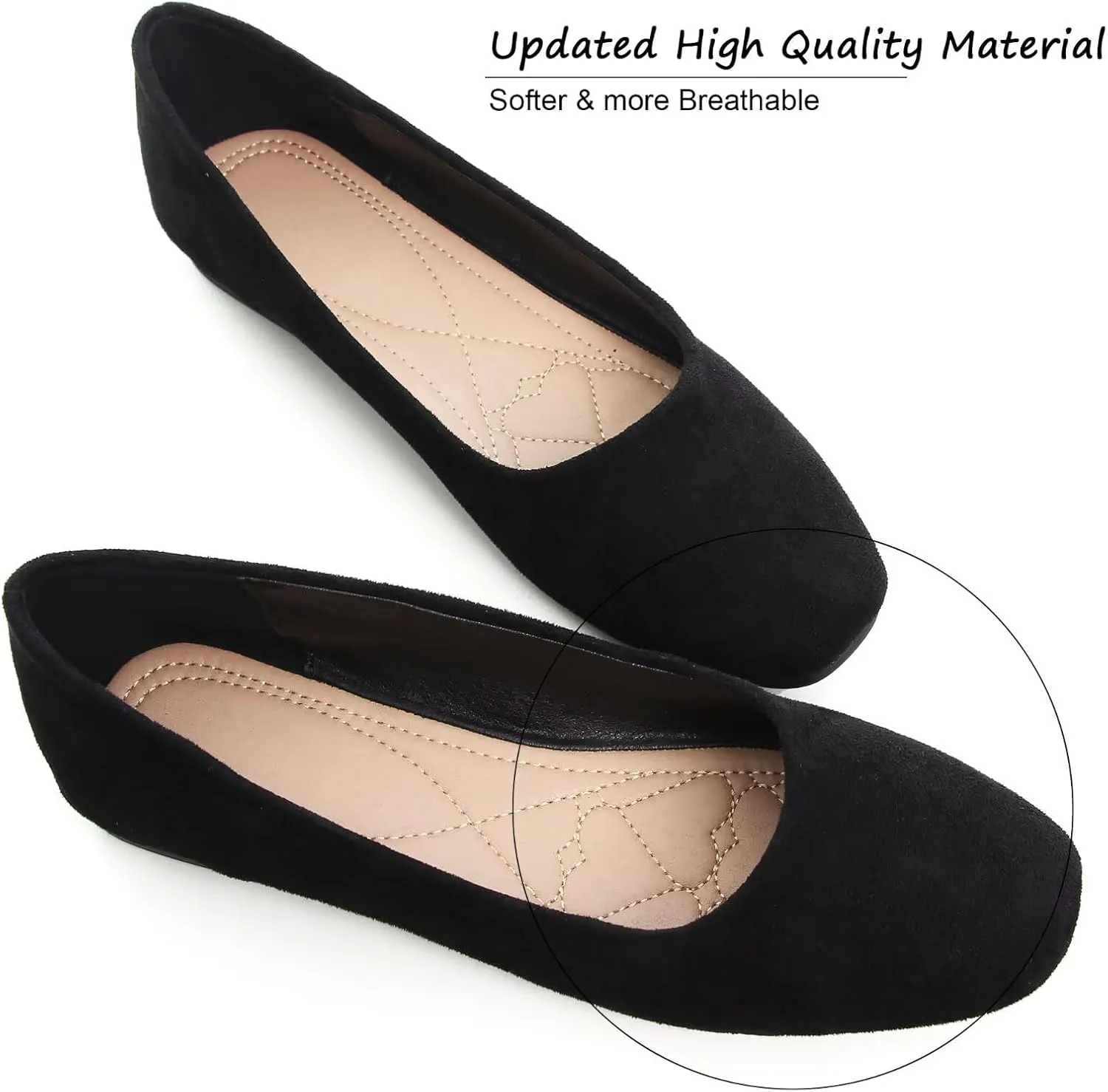 SAILING LU Flats for Women Comfortable Solid Color Soft Flats Square Toe Ballet Casual Work Shoes Dressy Slip-ons Loafers