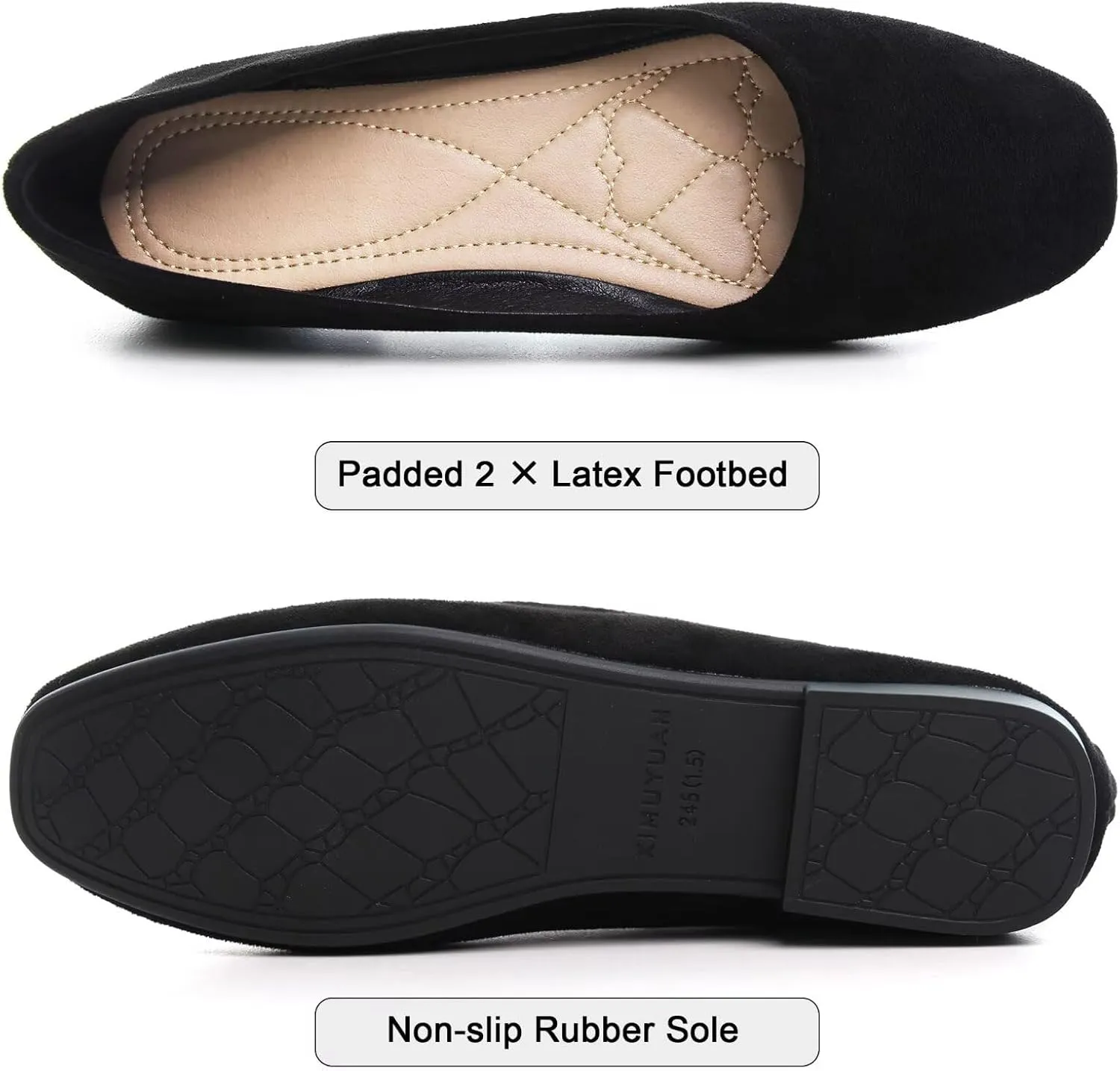 SAILING LU Flats for Women Comfortable Solid Color Soft Flats Square Toe Ballet Casual Work Shoes Dressy Slip-ons Loafers