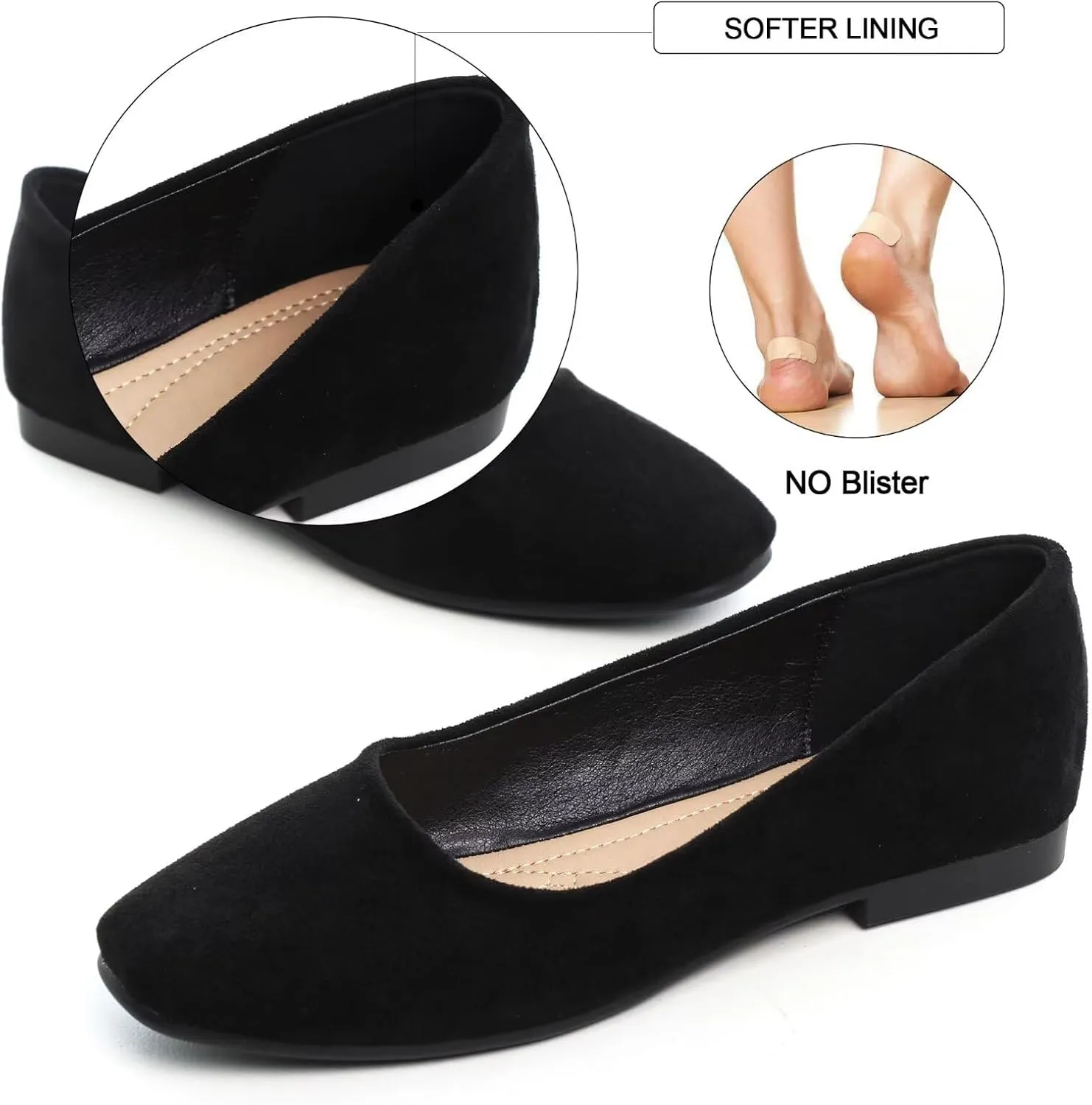SAILING LU Flats for Women Comfortable Solid Color Soft Flats Square Toe Ballet Casual Work Shoes Dressy Slip-ons Loafers