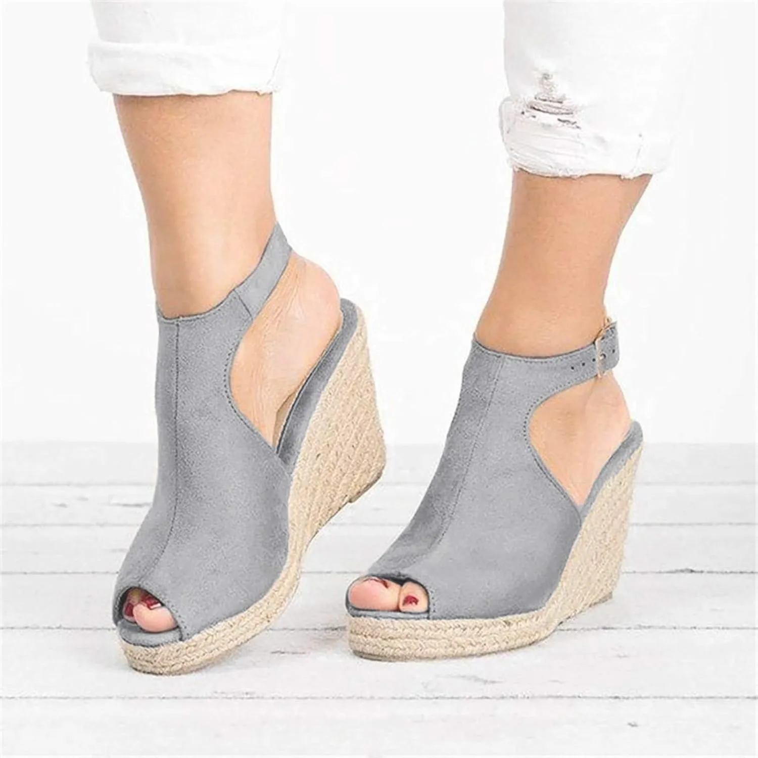 Sandals Women Dressy Summer, Sandals for Women Suede Peep Toe Ankle Booties Cut Out Stacked Heel Ankle Boots