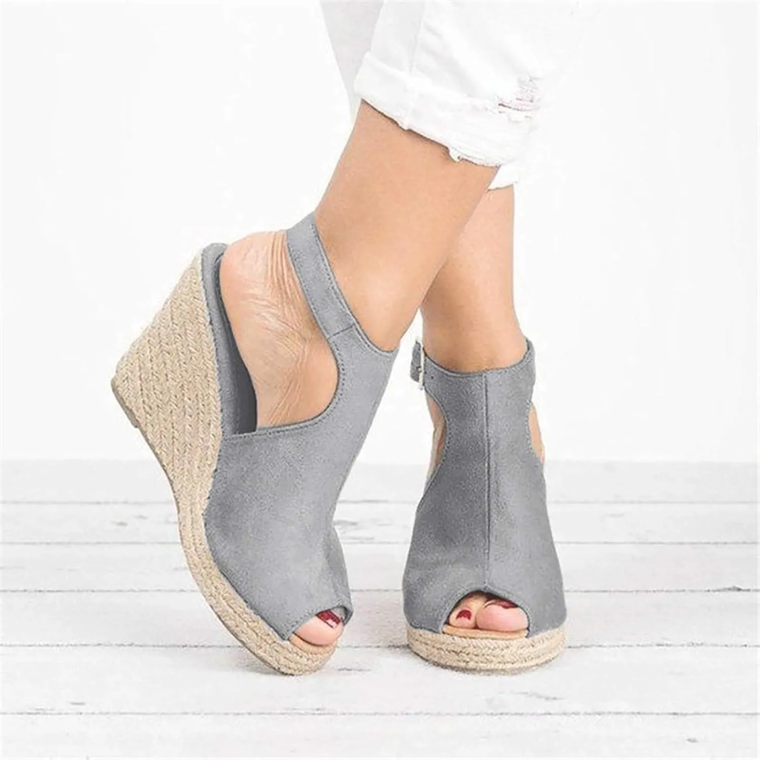 Sandals Women Dressy Summer, Sandals for Women Suede Peep Toe Ankle Booties Cut Out Stacked Heel Ankle Boots