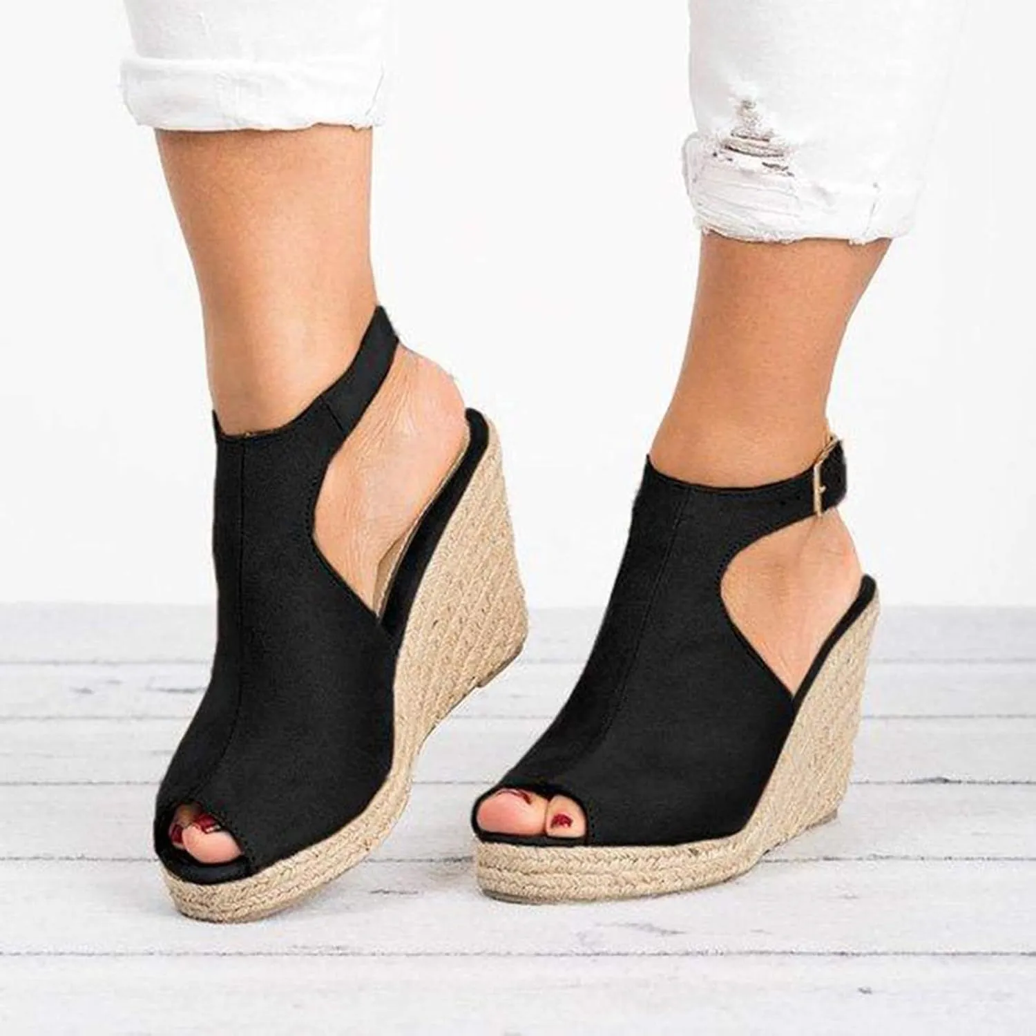 Sandals Women Dressy Summer, Sandals for Women Suede Peep Toe Ankle Booties Cut Out Stacked Heel Ankle Boots