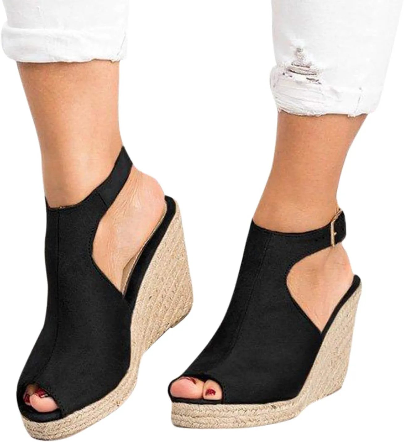 Sandals Women Dressy Summer, Sandals for Women Suede Peep Toe Ankle Booties Cut Out Stacked Heel Ankle Boots
