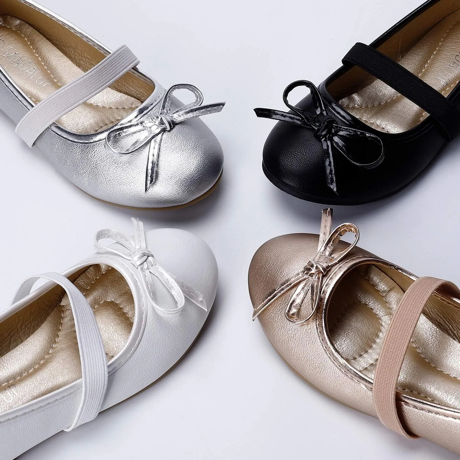 SANDALUP Girls Flats Slip-on Ballet Flats with Elastic Strap and Bow Knot