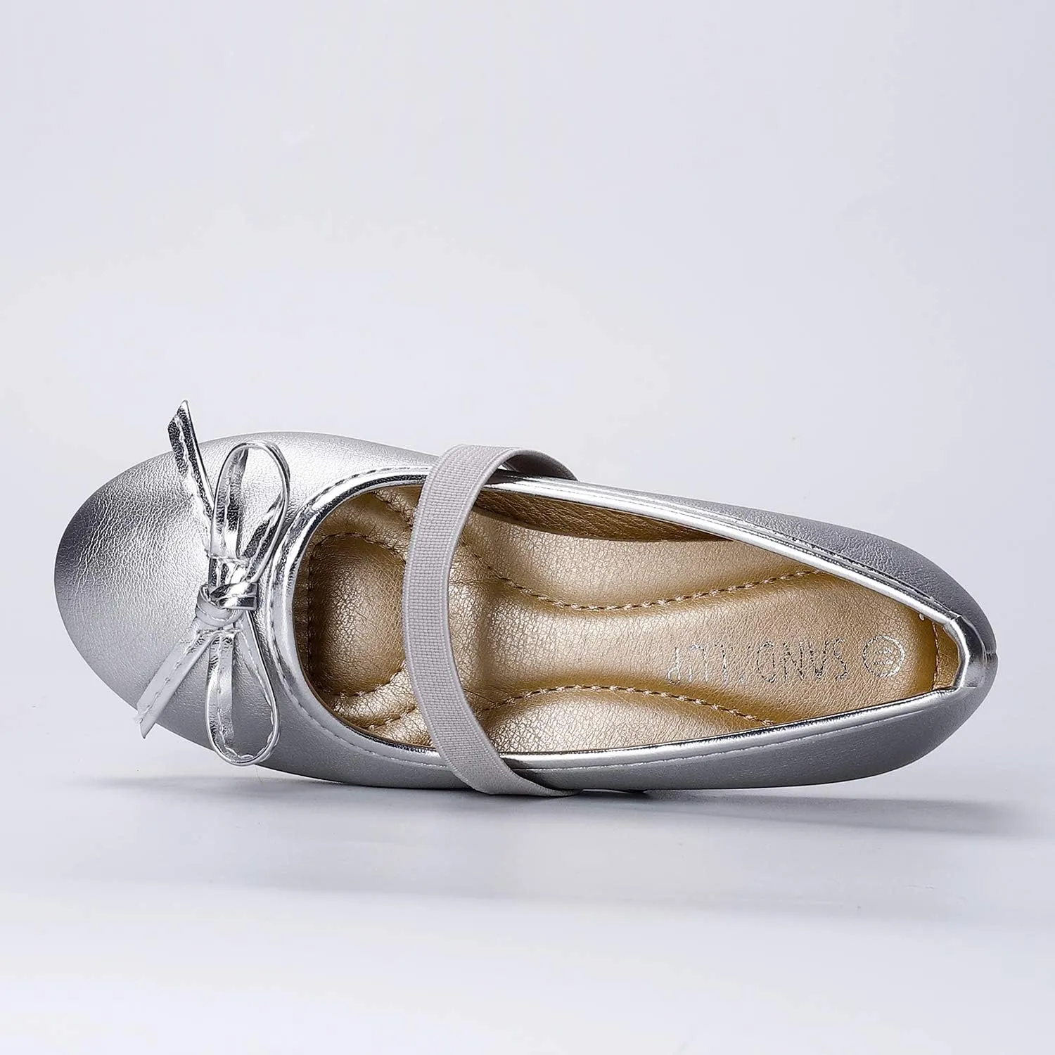 SANDALUP Girls Flats Slip-on Ballet Flats with Elastic Strap and Bow Knot