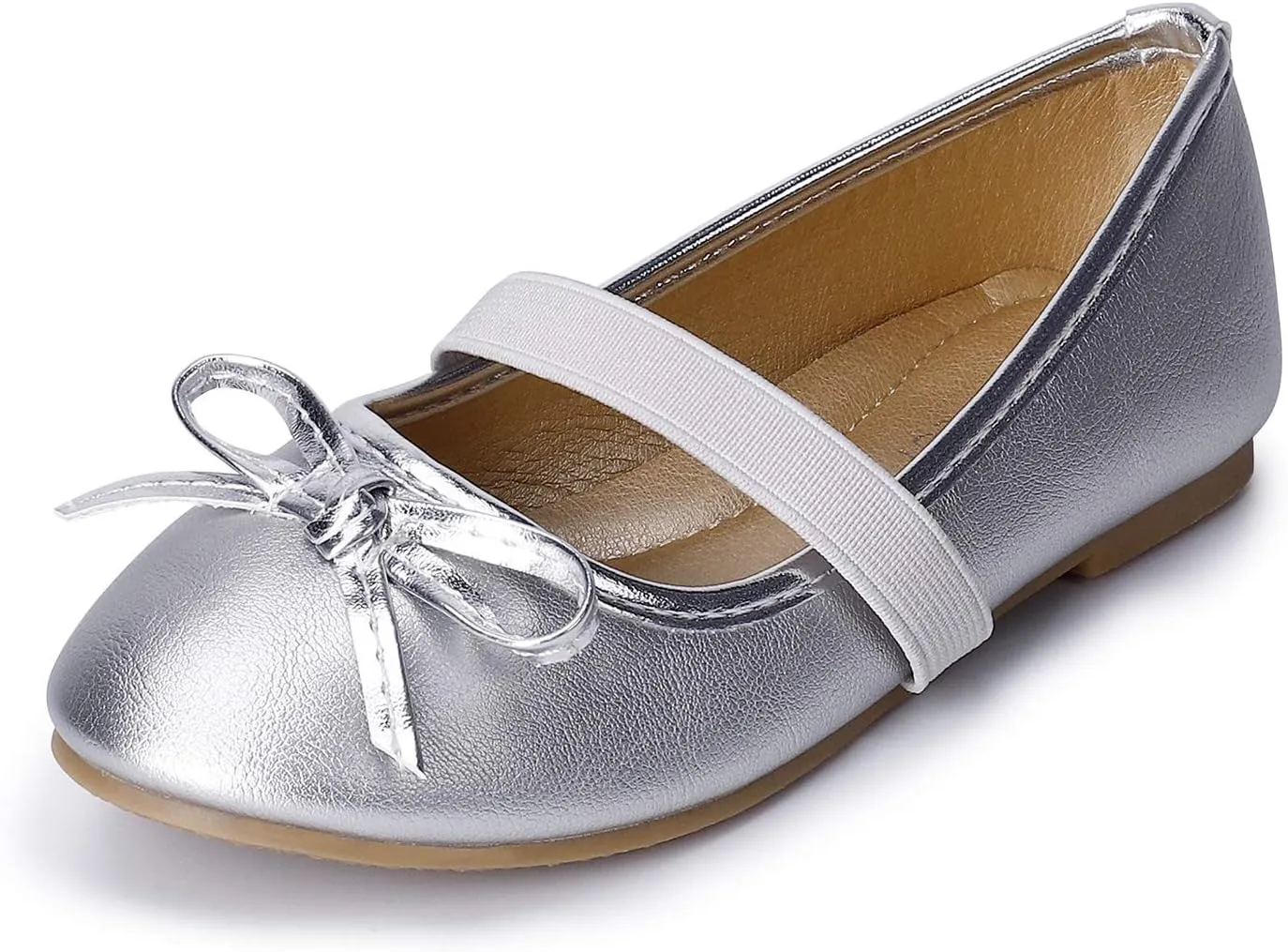 SANDALUP Girls Flats Slip-on Ballet Flats with Elastic Strap and Bow Knot