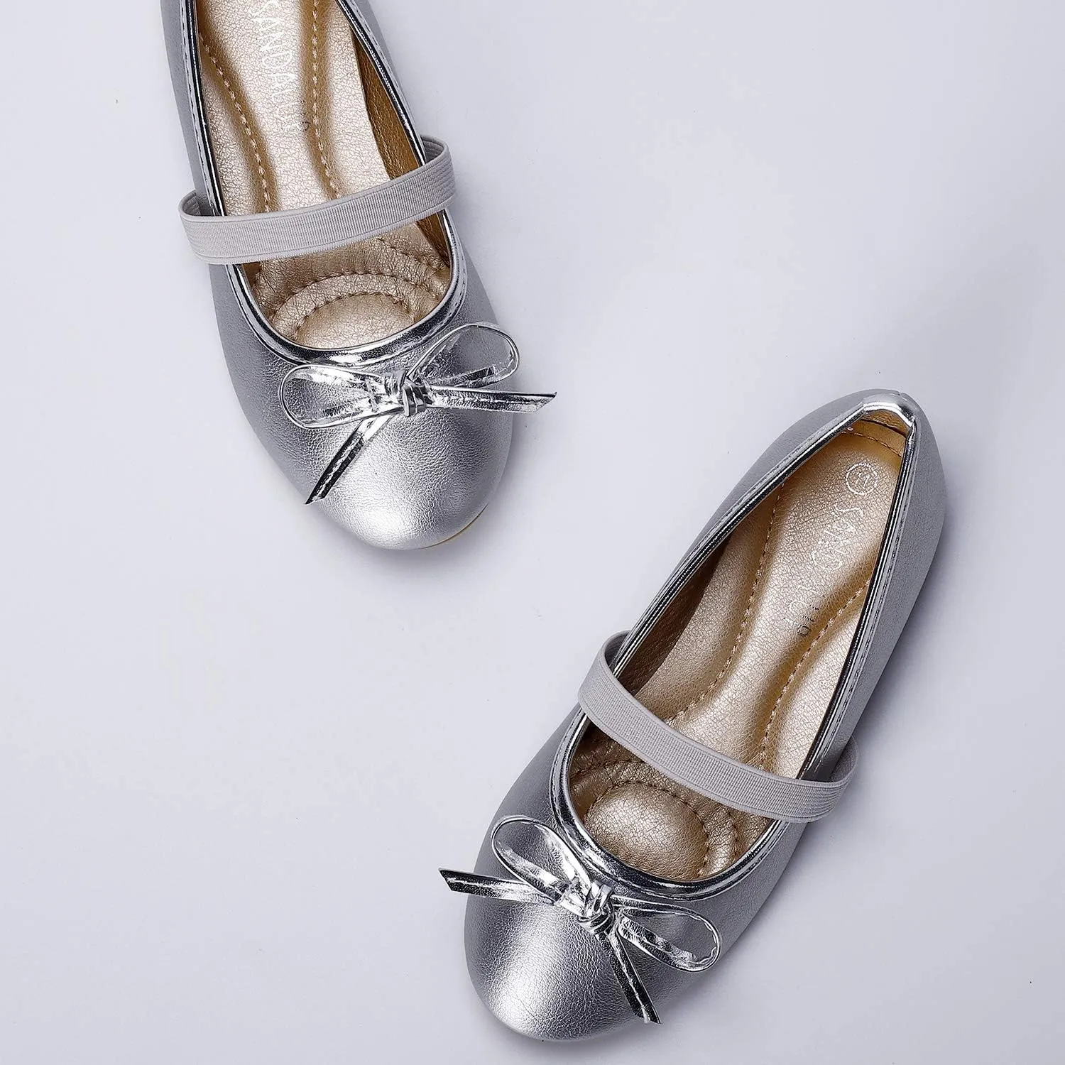 SANDALUP Girls Flats Slip-on Ballet Flats with Elastic Strap and Bow Knot