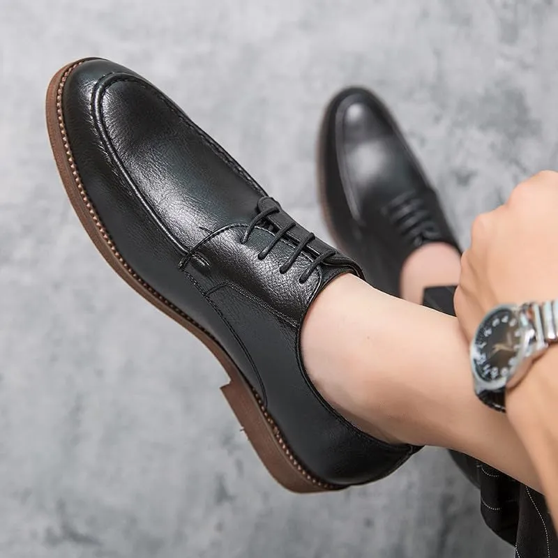 Santimon Oxford Shoes for Men, Lace up Classic Leather Dress Shoes Business Derby Shoes