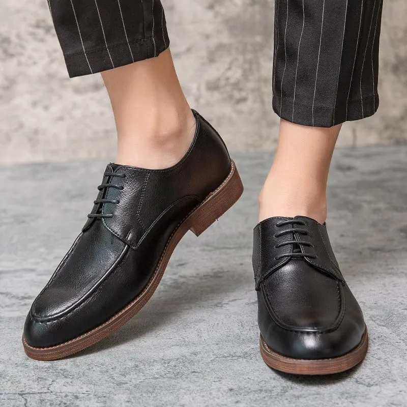 Santimon Oxford Shoes for Men, Lace up Classic Leather Dress Shoes Business Derby Shoes