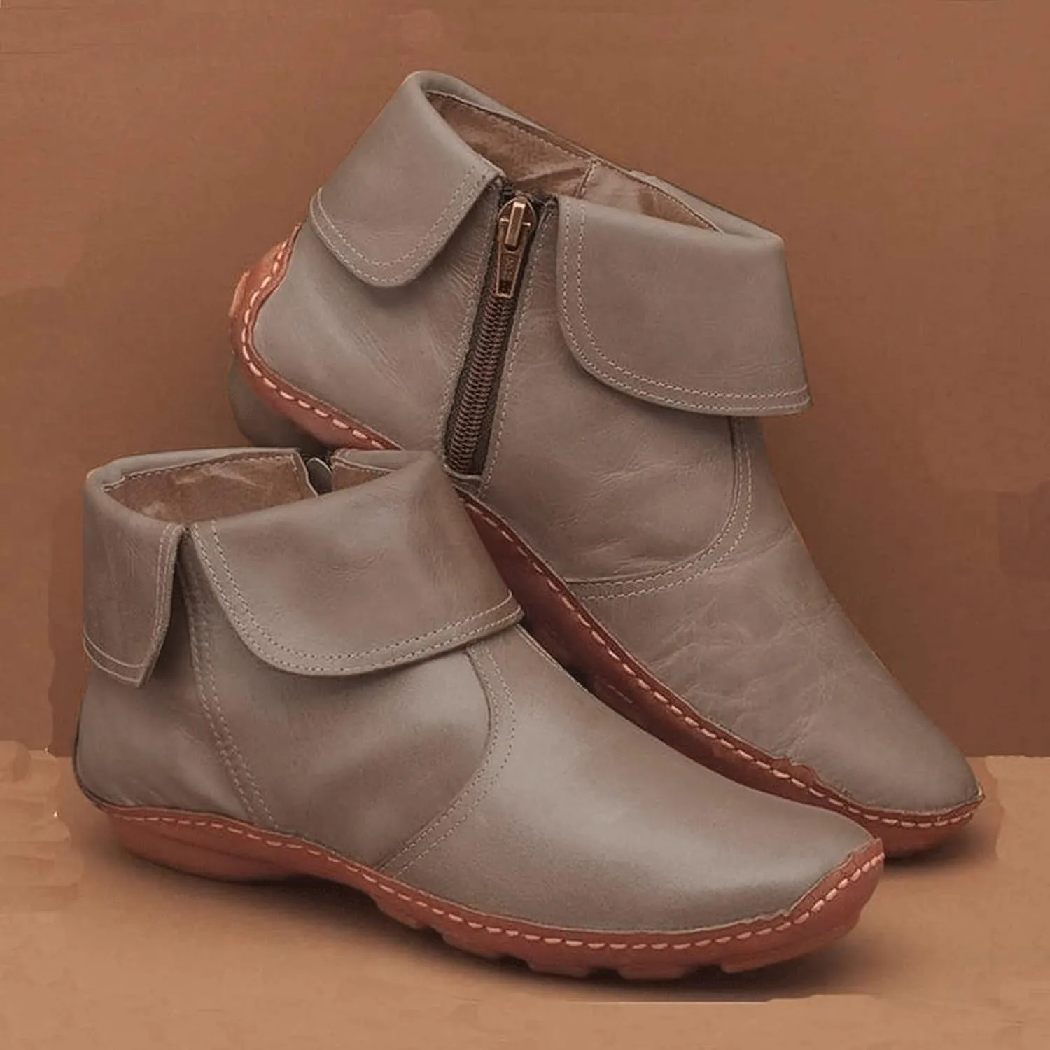 SBGMoSJ Black Leather Ankle Boots for Women Chunky Heel Wide Width Open Toe Booties for Women Low Heel Womens Leather Ankle Boots Heel Brown Leather Wedges for Women Ankle Boot Women