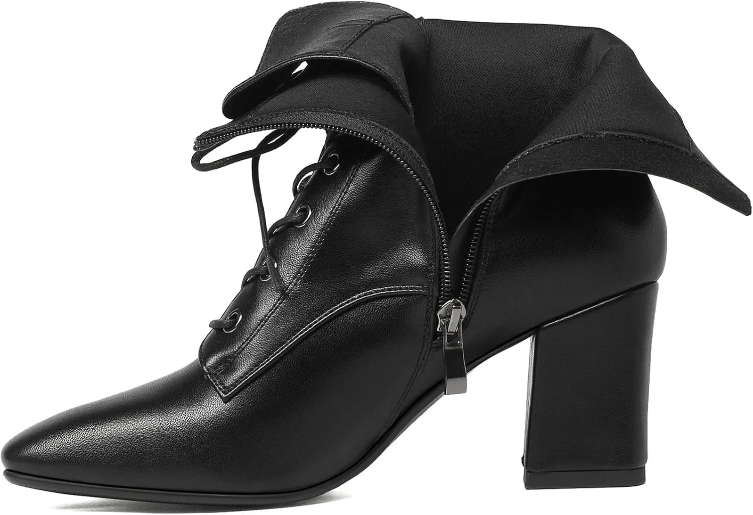 SEIFIN Women's Square Toe Chunky Heels Ankle Boots Block High Heeled Lace Up Short Booties Shoes
