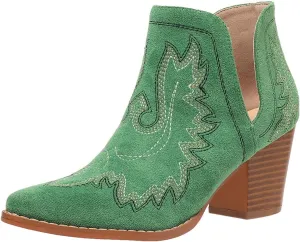 SelRoys Cowboy Boots for Women Cowgirl Ankle Western Embroidered Stitched Pointed Toe Cutout Chunky Heels Short Booties Red Brown Black US5-11