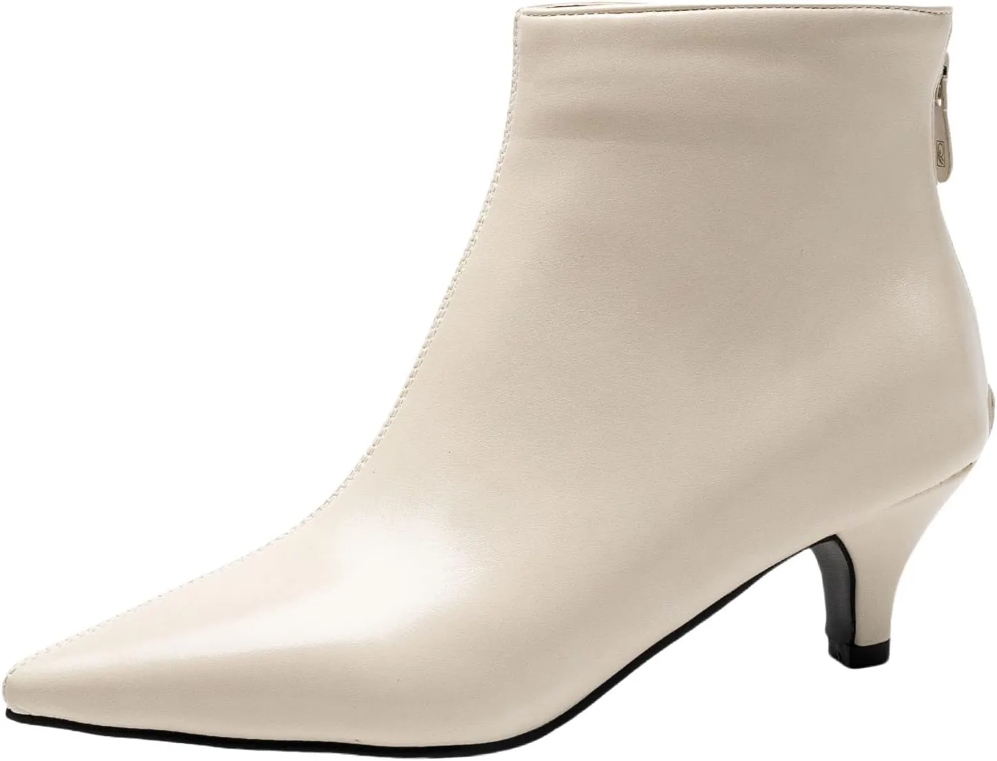 SHEMEE Fashion Womens Kitten Heels Ankle Boots Sexy Pointy Toe Booties Mid Heels Zipper Work Party Dress Shoes