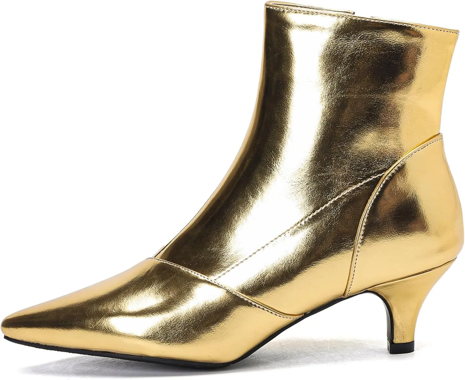 SHEMEE Fashion Womens Kitten Heels Ankle Boots Sexy Pointy Toe Booties Mid Heels Zipper Work Party Dress Shoes
