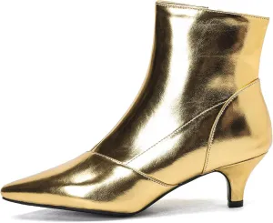 SHEMEE Fashion Womens Kitten Heels Ankle Boots Sexy Pointy Toe Booties Mid Heels Zipper Work Party Dress Shoes