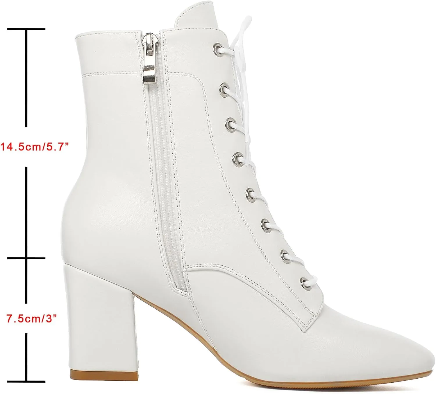 SHEMEE Women's Block Heels Ankle Booties Square Toe Chunky Heel Side Zipper Short Boots