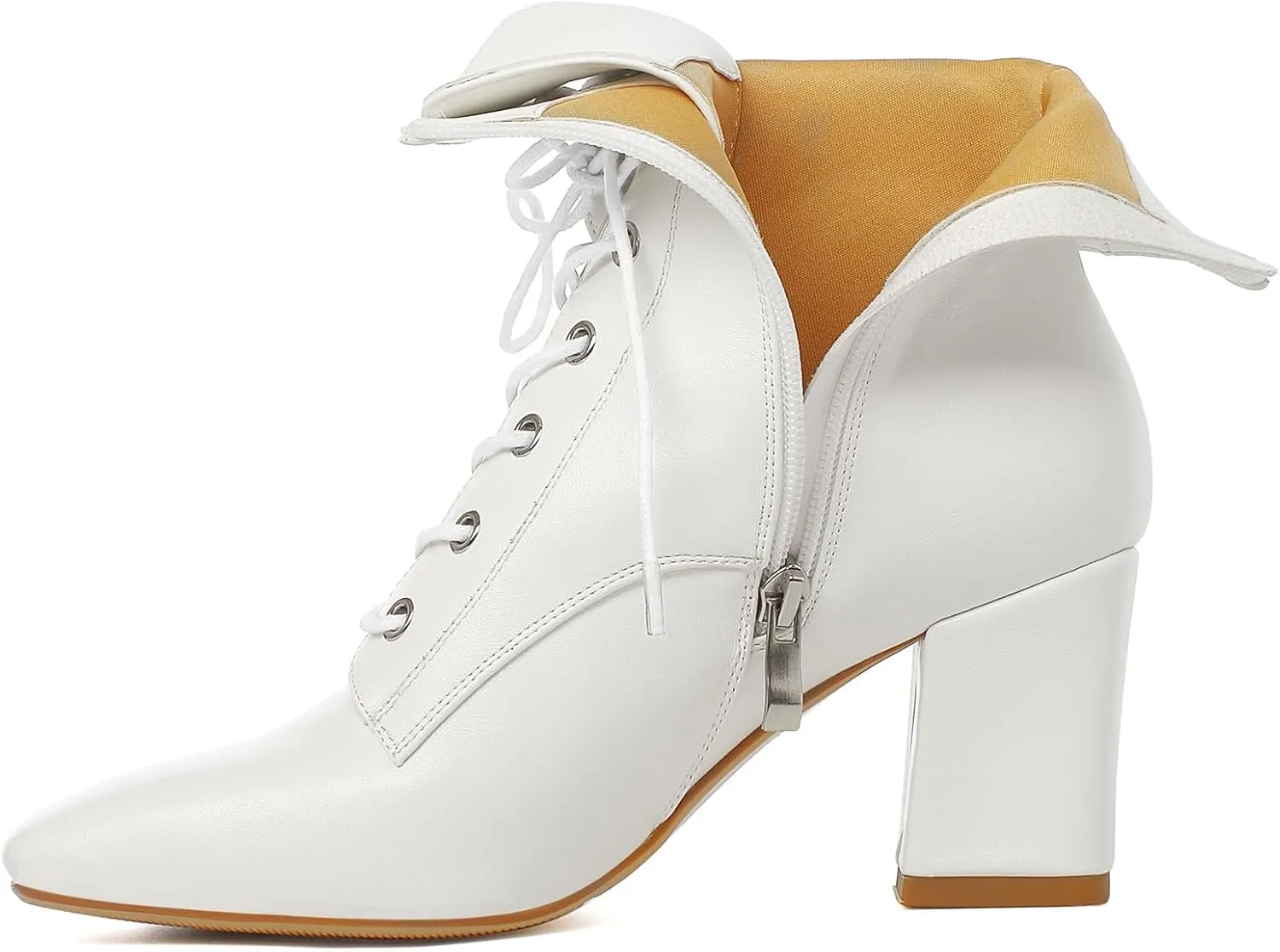 SHEMEE Women's Block Heels Ankle Booties Square Toe Chunky Heel Side Zipper Short Boots