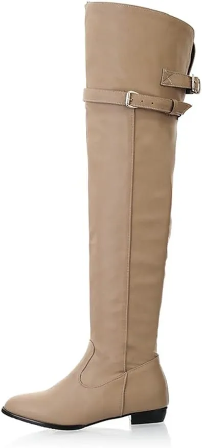 Shinelly Women Knee High Riding Boots Flat Over the Knee High Boots Low Heel