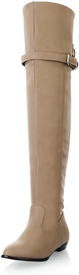 Shinelly Women Knee High Riding Boots Flat Over the Knee High Boots Low Heel
