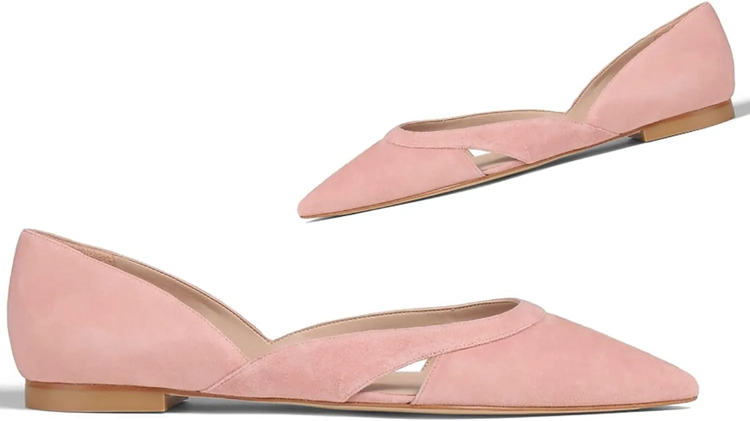SHODENSE Women Comfortable Cut Out Flats Pointed Closed Toe Ballet Flats Slip On D'Orsay Flat Heeled Dress Shoes Ladies Driver Office Flat Shoes Party Street Casual Concise Stylish 4-11 M US