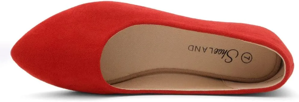Shoe Land Womens SL-Kathleen Ballet Flats Pointed Toe Flat Shoes Classic Ballerina Comfort Dressy Shoes for Daily Work Office