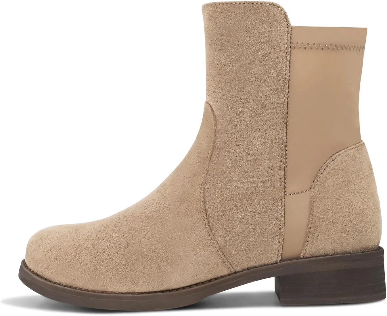 Shoe'N Tale Ankle Boots for Women Low Chunky Round Toe Short Boots Block Heel Booties Side Zipper
