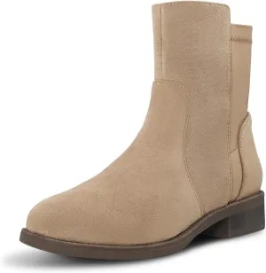 Shoe'N Tale Ankle Boots for Women Low Chunky Round Toe Short Boots Block Heel Booties Side Zipper