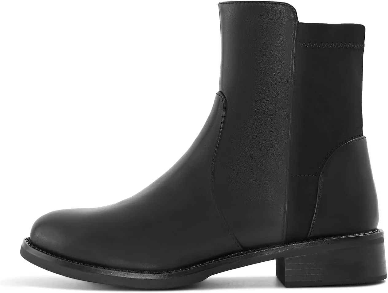Shoe'N Tale Ankle Boots for Women Low Chunky Round Toe Short Boots Block Heel Booties Side Zipper