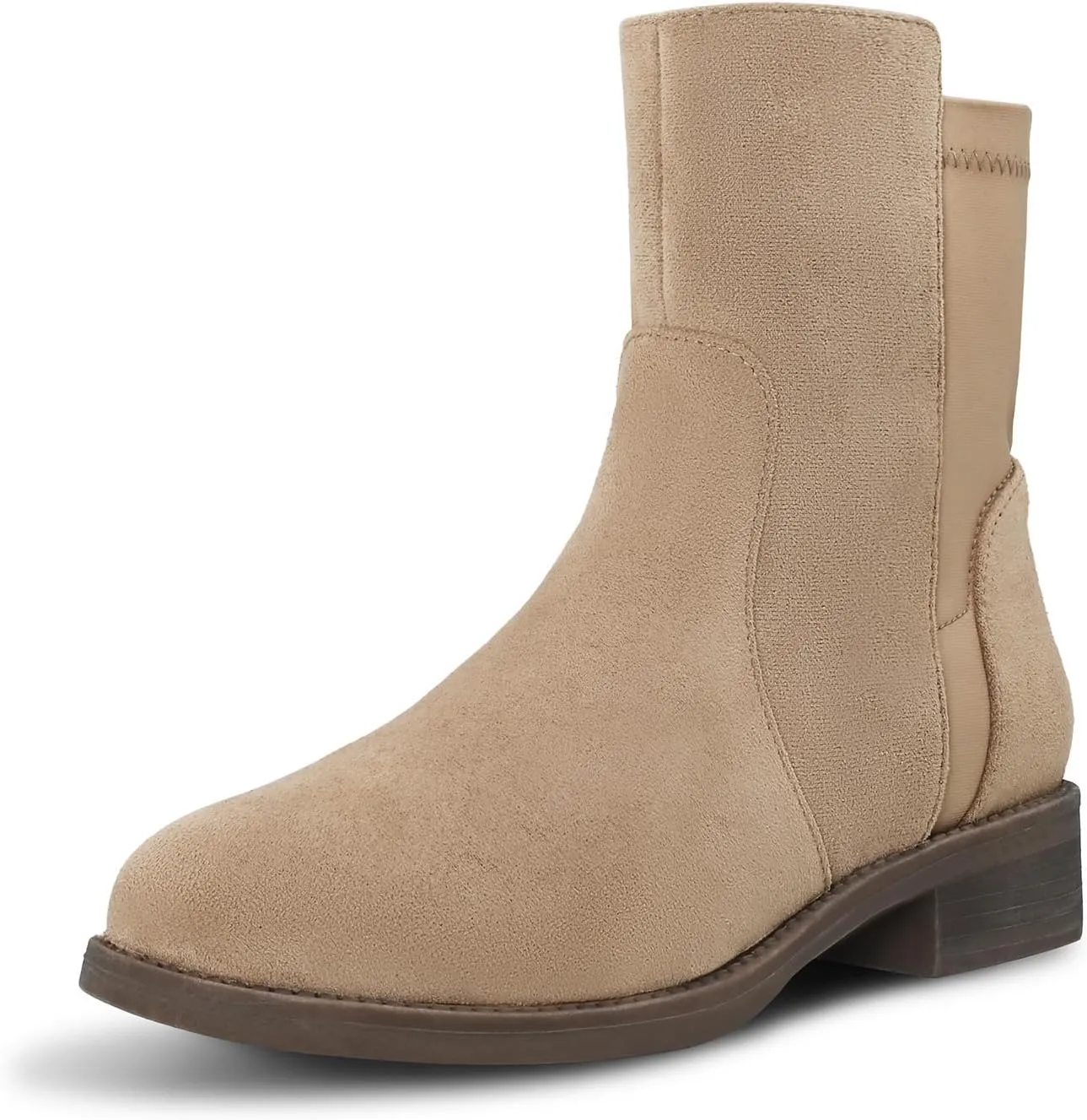 Shoe'N Tale Ankle Boots for Women Low Chunky Round Toe Short Boots Block Heel Booties Side Zipper