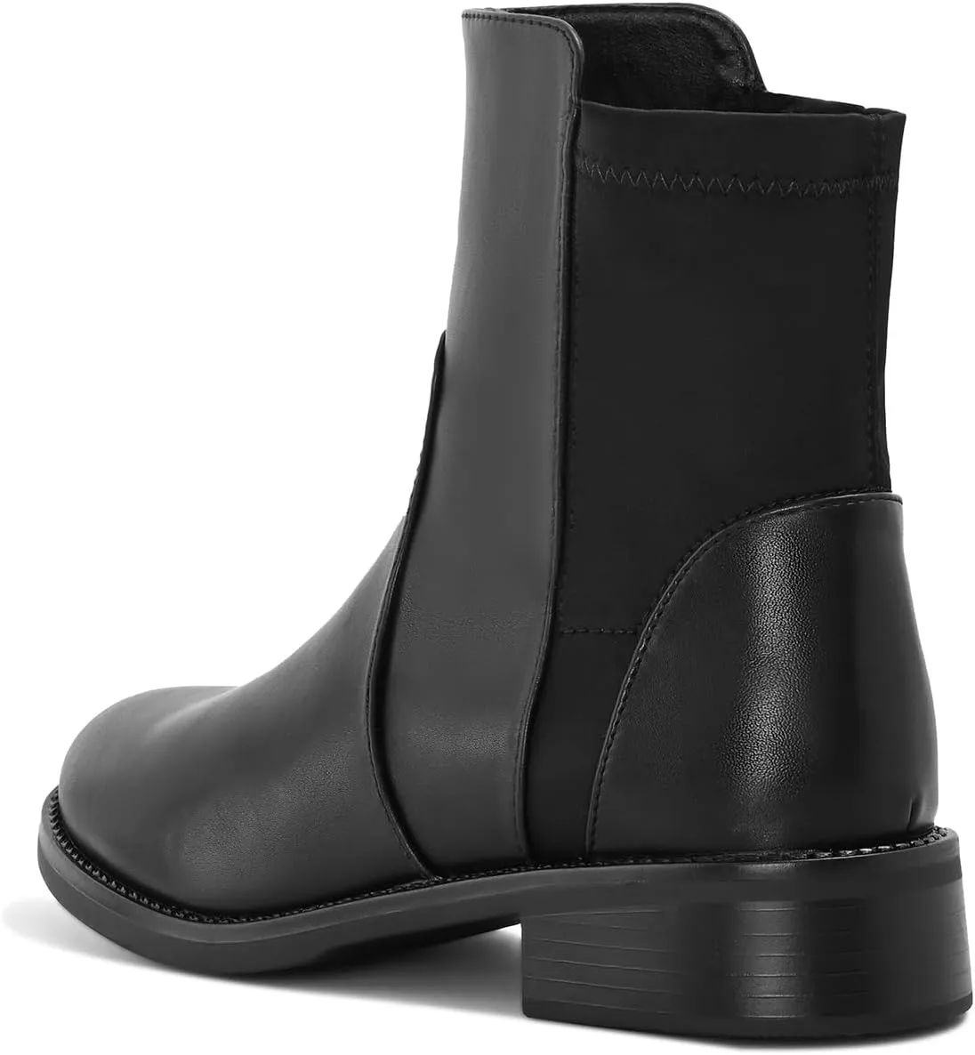 Shoe'N Tale Ankle Boots for Women Low Chunky Round Toe Short Boots Block Heel Booties Side Zipper