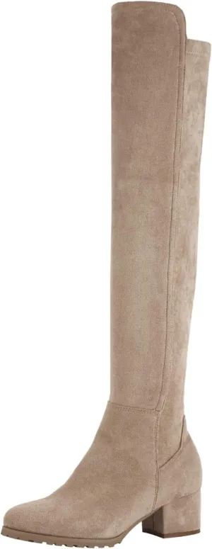 Shoe'N Tale Chunky Block Low Heel for Women Comfortable Over The Knee Thigh High Boots