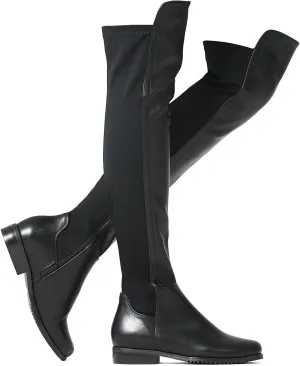 Shoe'N Tale Womens Low Heeled Boots Pointed Toe Over The Knee Thigh High Boots