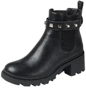 Shoes - Women's Chunky Heel Lug Sole Fashion Ankle Boots, Formal Black Booties for Women