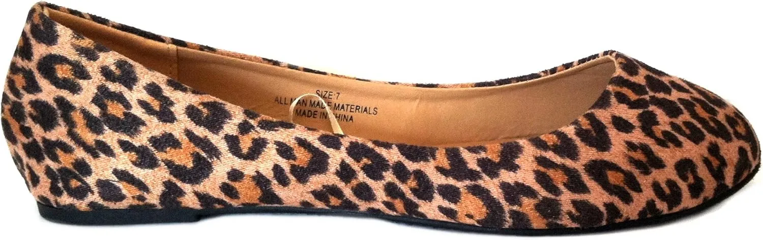 Shoes8teen Womens Ballerina Ballet Flats Shoes Leopard & Solids 14 Colors