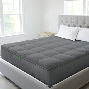 Sleep Mantra 100% Cotton Mattress Topper Full Size - Premium Wrap-Around Cooling Topper Fits up to 20-Inch Mattress - Extra Soft, Deep Pocket, Breathable & Plush Quilted Down Fill (Gray)