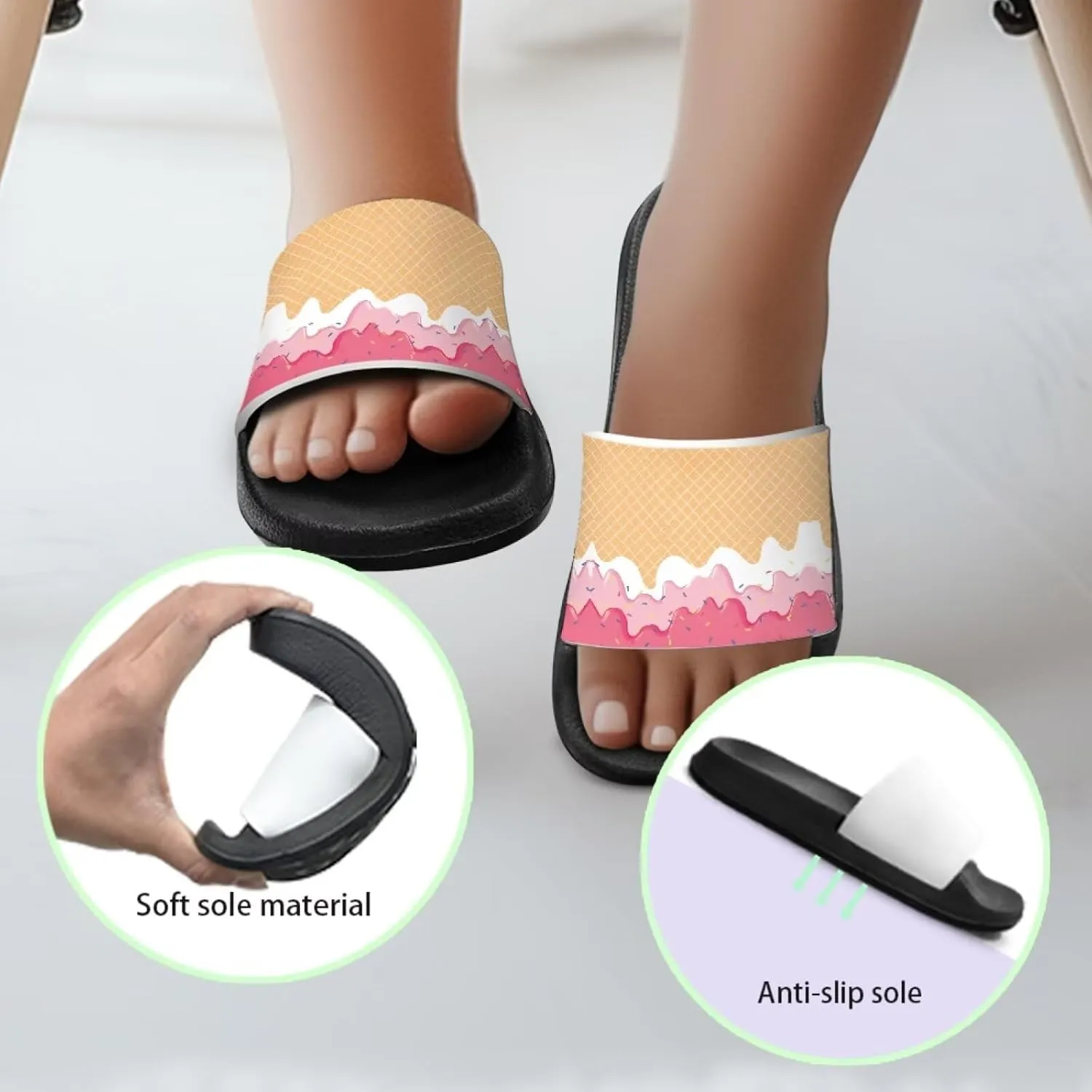 Slides for Girls Slides for Girls Toddler Slippers Shower Bathroom Non-Slip Open Toe Super Comfy Home House Slide Sandals