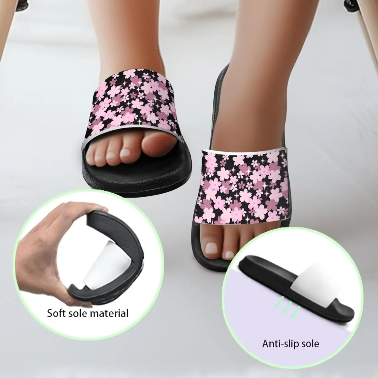 Slides for Girls Slides for Girls Toddler Slippers Shower Bathroom Non-Slip Open Toe Super Comfy Home House Slide Sandals